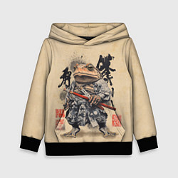 Толстовка-худи детская Жаба самурай - japan aesthetic, цвет: 3D-черный