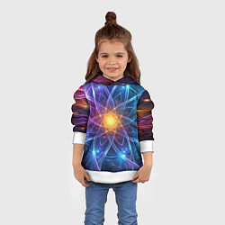 Толстовка-худи детская Космический закрученный узор-лотос: энергия вселен, цвет: 3D-белый — фото 2