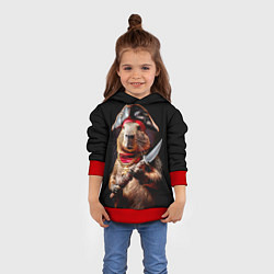 Толстовка-худи детская Капибара с пиратской пикой, цвет: 3D-красный — фото 2