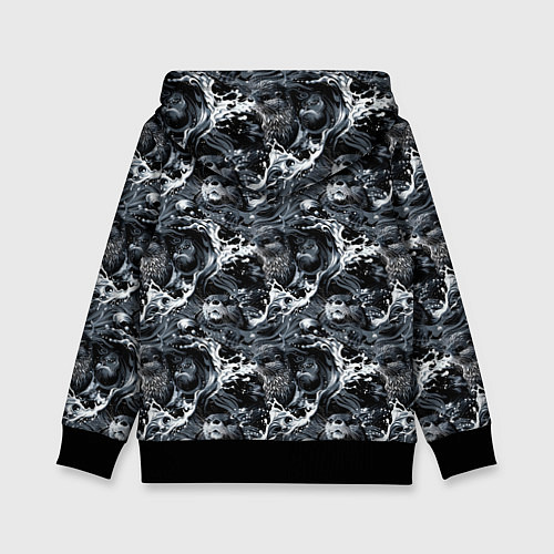 Детская толстовка Выдры купаются в речке - паттерн / 3D-Черный – фото 2