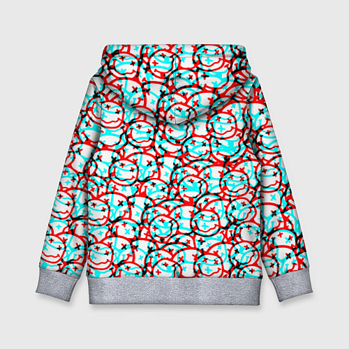 Детская толстовка Nirvana smile glitch / 3D-Меланж – фото 2