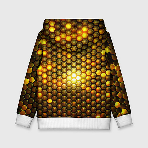 Детская толстовка Металлические соты - роскошный блеск золота / 3D-Белый – фото 2