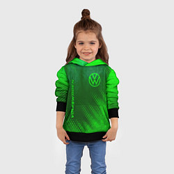 Толстовка-худи детская Volkswagen - green gradient вертикально, цвет: 3D-черный — фото 2