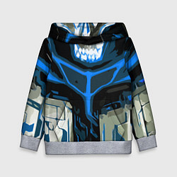 Толстовка-худи детская Blue stripes on a black and white background, цвет: 3D-меланж