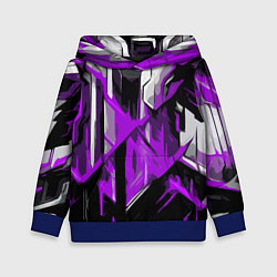 Толстовка-худи детская White and purple abstraction on a black background, цвет: 3D-синий