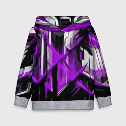 Толстовка-худи детская White and purple abstraction on a black background, цвет: 3D-меланж