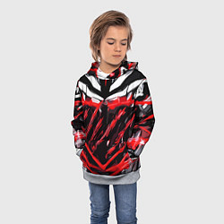 Толстовка-худи детская Red and white abstraction on a black background, цвет: 3D-меланж — фото 2
