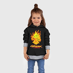 Толстовка-худи детская Cyberpunk 2077 fire logo, цвет: 3D-меланж — фото 2