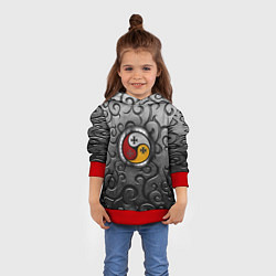 Толстовка-худи детская Три слезы бога на металическом арнаменте, цвет: 3D-красный — фото 2