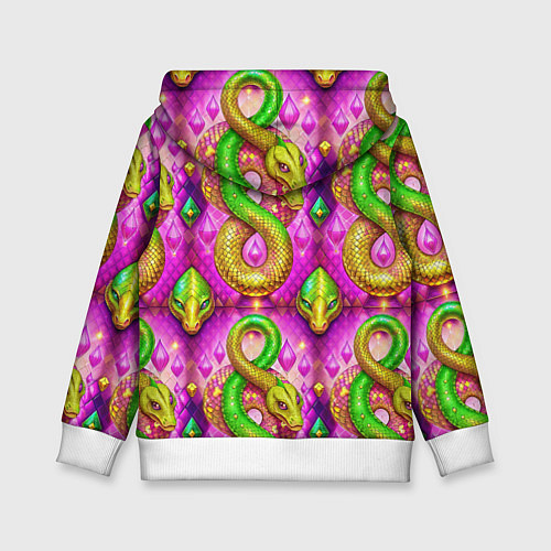 Детская толстовка Желто-зеленые змеи паттерн / 3D-Белый – фото 2