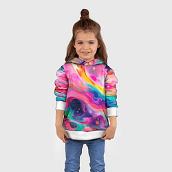 Толстовка-худи детская Акварельный узор, цвет: 3D-белый — фото 2