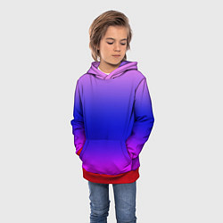 Толстовка-худи детская Неоновая градиент абстракция, цвет: 3D-красный — фото 2