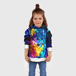 Толстовка-худи детская Кислотный волк, цвет: 3D-белый — фото 2