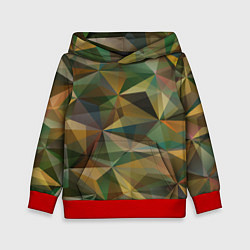 Толстовка-худи детская Милитари абстракция стекло, цвет: 3D-красный