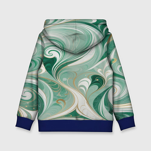 Детская толстовка Светло-зеленый узор с завитками / 3D-Синий – фото 2