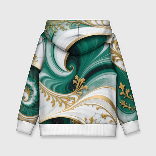 Детская толстовка Зеленые волны и золотые веточки / 3D-Белый – фото 2