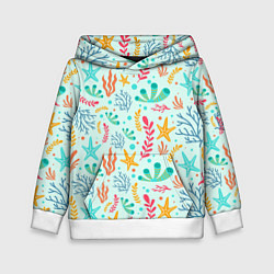 Толстовка-худи детская Абстракция коралловый фон, цвет: 3D-белый