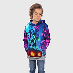 Толстовка-худи детская Minecraft and halloween - neon glow, цвет: 3D-меланж — фото 2
