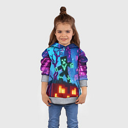 Толстовка-худи детская Minecraft and halloween - neon glow, цвет: 3D-меланж — фото 2