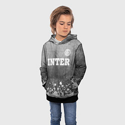 Толстовка-худи детская Inter - grey gradient посередине, цвет: 3D-черный — фото 2