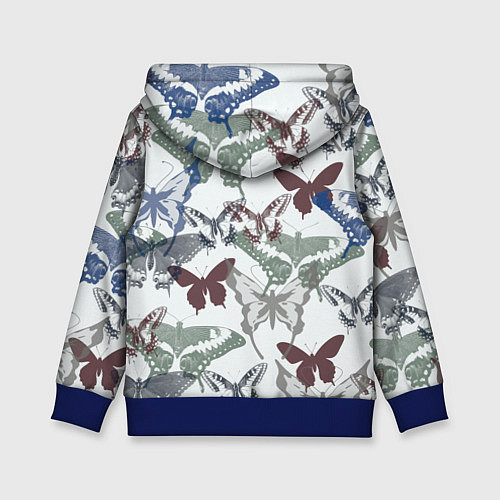 Детская толстовка Бабочки на белом фоне - паттерн / 3D-Синий – фото 2