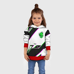 Толстовка-худи детская Cyberpunk logo geometry, цвет: 3D-красный — фото 2