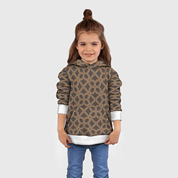 Толстовка-худи детская Геометрический узор коричневый, цвет: 3D-белый — фото 2