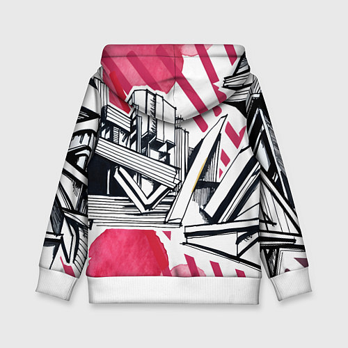 Детская толстовка Скетч архитектуры - акварельная абстракция / 3D-Белый – фото 2