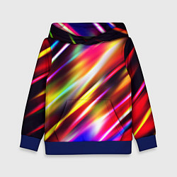 Толстовка-худи детская Неоновая абстракция линии, цвет: 3D-синий