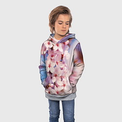 Толстовка-худи детская Цветущая сакура крупно, цвет: 3D-меланж — фото 2