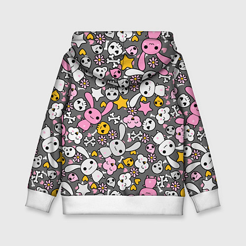Детская толстовка Зайчики с черепами паттерн / 3D-Белый – фото 2