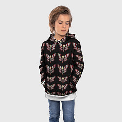 Толстовка-худи детская Бабочки с черепами паттерн, цвет: 3D-белый — фото 2