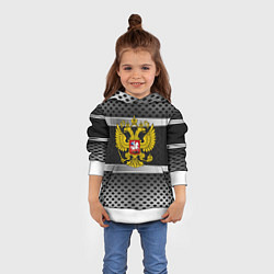 Толстовка-худи детская Герб РФ текстура карбон, цвет: 3D-белый — фото 2