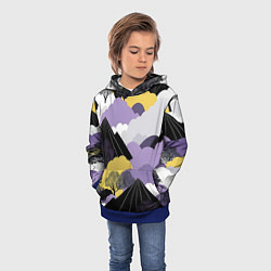 Толстовка-худи детская Япония горы, цвет: 3D-синий — фото 2