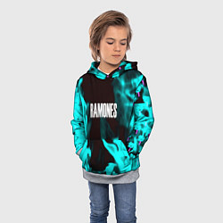 Толстовка-худи детская Ramones fire rose, цвет: 3D-меланж — фото 2