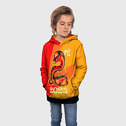Толстовка-худи детская Год змеи - 2025, цвет: 3D-черный — фото 2