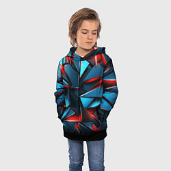 Толстовка-худи детская Геометрические осколки, цвет: 3D-черный — фото 2