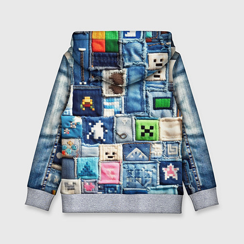 Детская толстовка Minecraft на пэчворк джинсах / 3D-Меланж – фото 2
