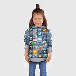 Толстовка-худи детская Minecraft фигуры на пэчворк, цвет: 3D-меланж — фото 2