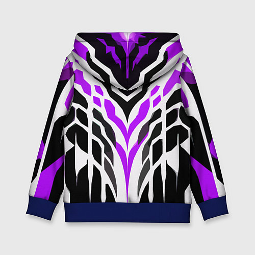 Детская толстовка Агрессивные фиолетово-белые полосы на чёрном фоне / 3D-Синий – фото 2