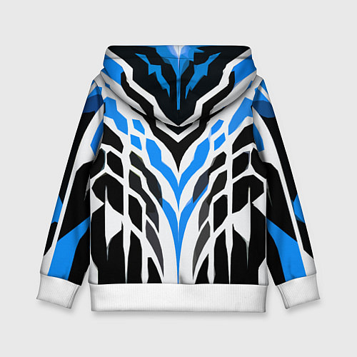 Детская толстовка Агрессивные сине-белые полосы на чёрном фоне / 3D-Белый – фото 2
