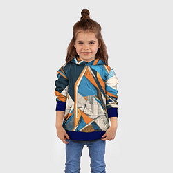 Толстовка-худи детская Абстракция сине-оранжевая осколки, цвет: 3D-синий — фото 2