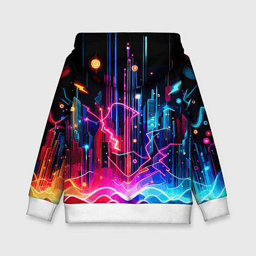 Детская толстовка Neon fantasy - ai art / 3D-Белый – фото 2