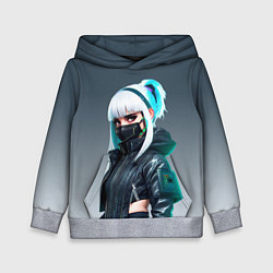Толстовка-худи детская Красивая блондинка в маске - киберпанк, цвет: 3D-меланж