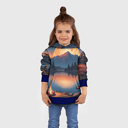 Толстовка-худи детская Костер на берегу озера, цвет: 3D-синий — фото 2