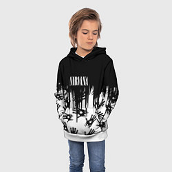 Толстовка-худи детская Nirvana rok hand, цвет: 3D-белый — фото 2