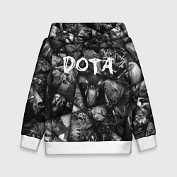 Толстовка-худи детская Dota 2 - мозаика из персонажей игры, цвет: 3D-белый