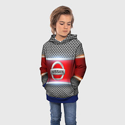 Толстовка-худи детская Nissan авто текстура, цвет: 3D-синий — фото 2