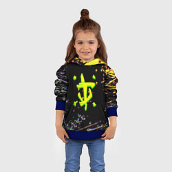Толстовка-худи детская Doom кислотное лого глитч, цвет: 3D-синий — фото 2