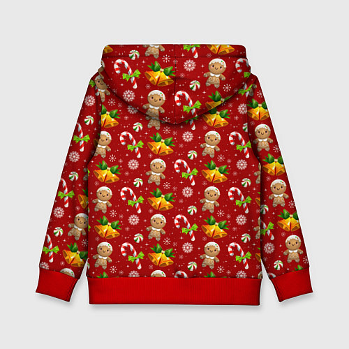 Детская толстовка Новогодний паттерн пряня / 3D-Красный – фото 2